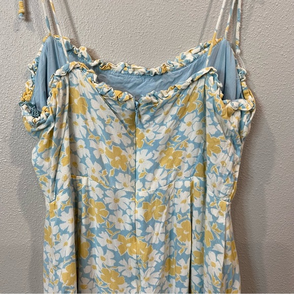 Cotton Candy LA Floral Summer Midi Dress Split Leg Blue Yellow Small - Picture 9 of 10